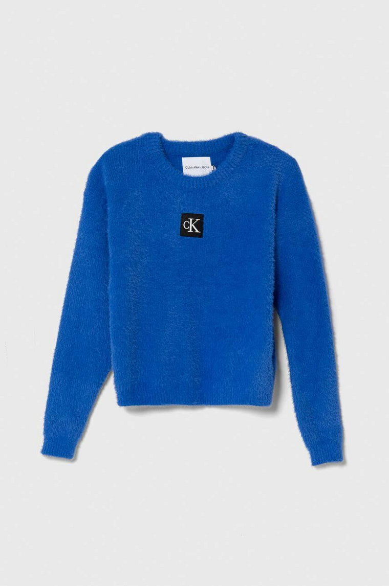 Calvin Klein Jeans sweter dziecięcy kolor niebieski