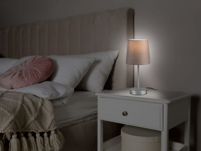 LIVARNO home Lampa stołowa LED z tekstylnym kloszem (Taupe)