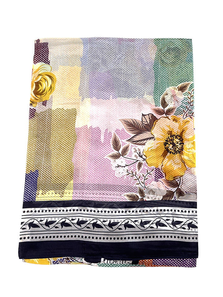 Made in Silk Jedwabna chusta w kolorze granatowym ze wzorem - 110 x 190 cm
