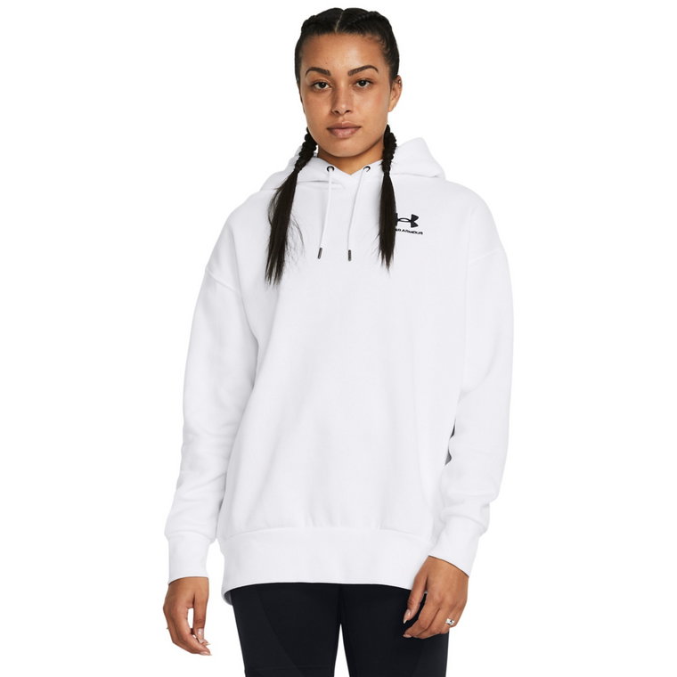 Damska bluza dresowa nierozpinana z kapturem Under Armour UA Icon Fleece OS Hoodie - biała