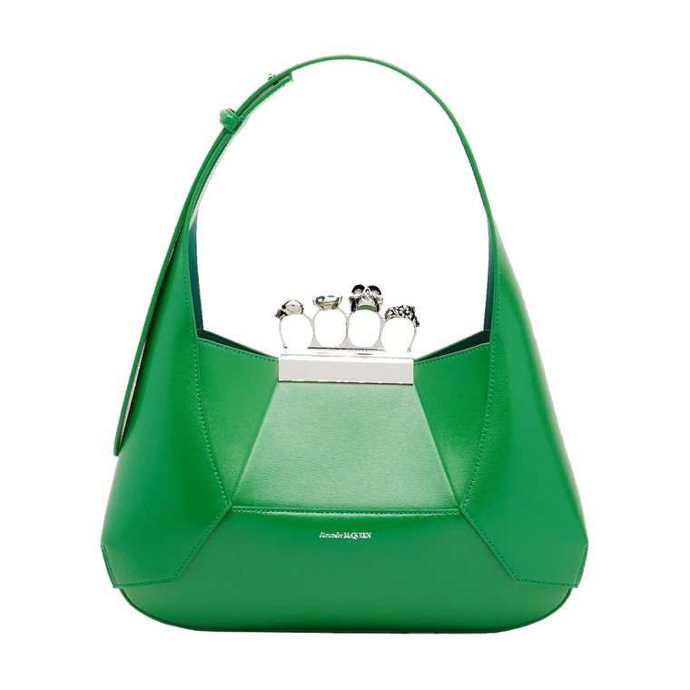 Zielona torebka Hobo z klejnotami Alexander McQueen