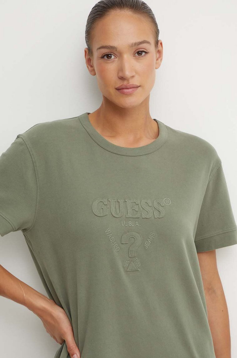 Guess t-shirt MARTINE damski kolor zielony V4YI17 KCBF0