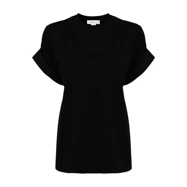 Czarne T-shirty z nadrukiem Victoria Beckham