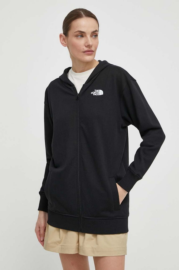 The North Face bluza bawełniana damska kolor czarny z kapturem gładka NF0A87E3JK31