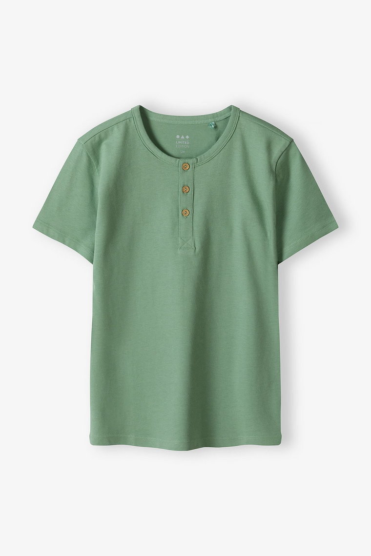 Zielony t-shirt chłopięcy z guzikami - Limited Edition