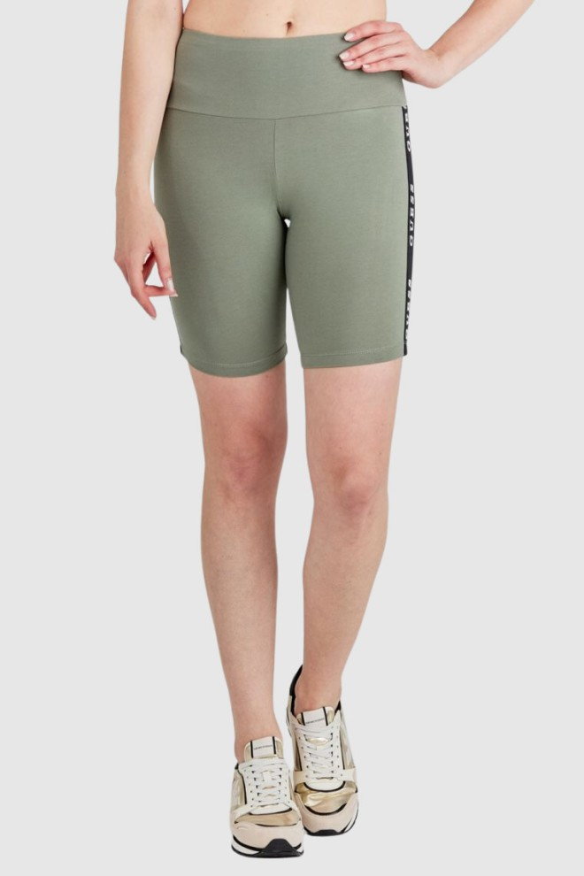 GUESS Zielone legginsy damskie z lampasami