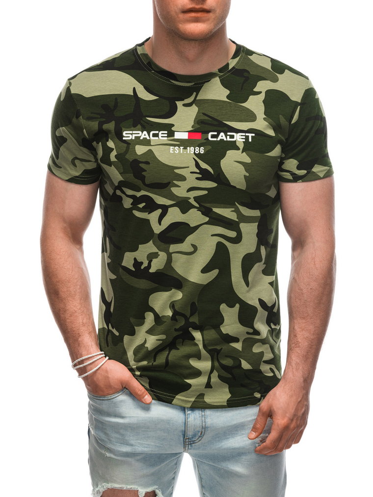T-shirt męski z nadrukiem S1927 - zielony