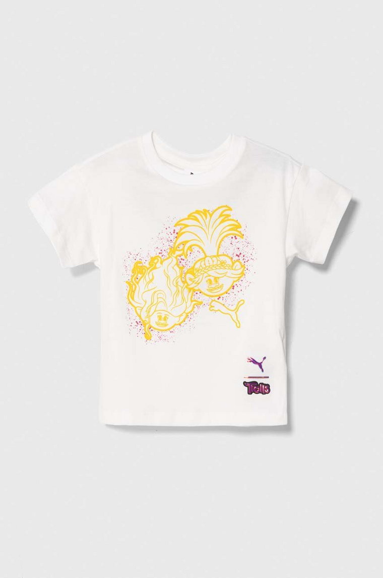 Puma t-shirt bawełniany dziecięcy PUMA X TROLLS Graphic Tee kolor biały z nadrukiem