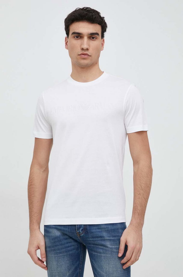 Emporio Armani t-shirt bawełniany kolor biały z aplikacją 8N1TD2 1JGYZ