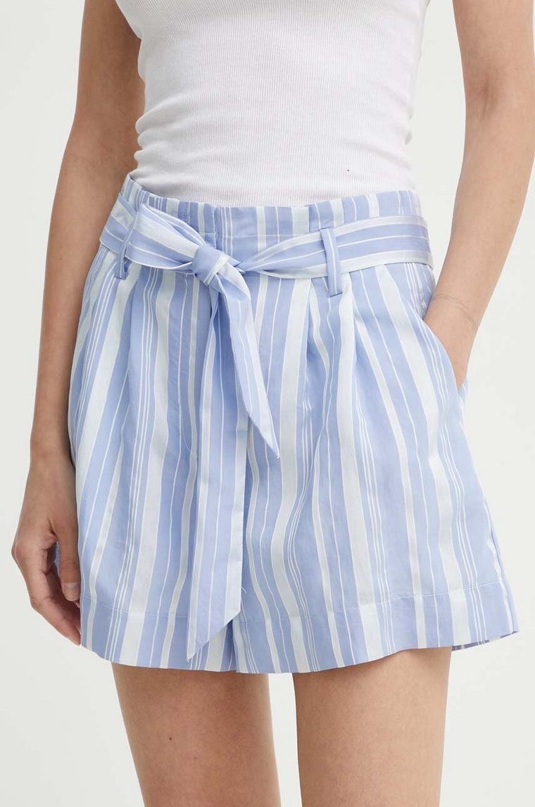Bruuns Bazaar szorty SwiniesBBBrynja shorts damskie kolor niebieski wzorzyste high waist BBW3975