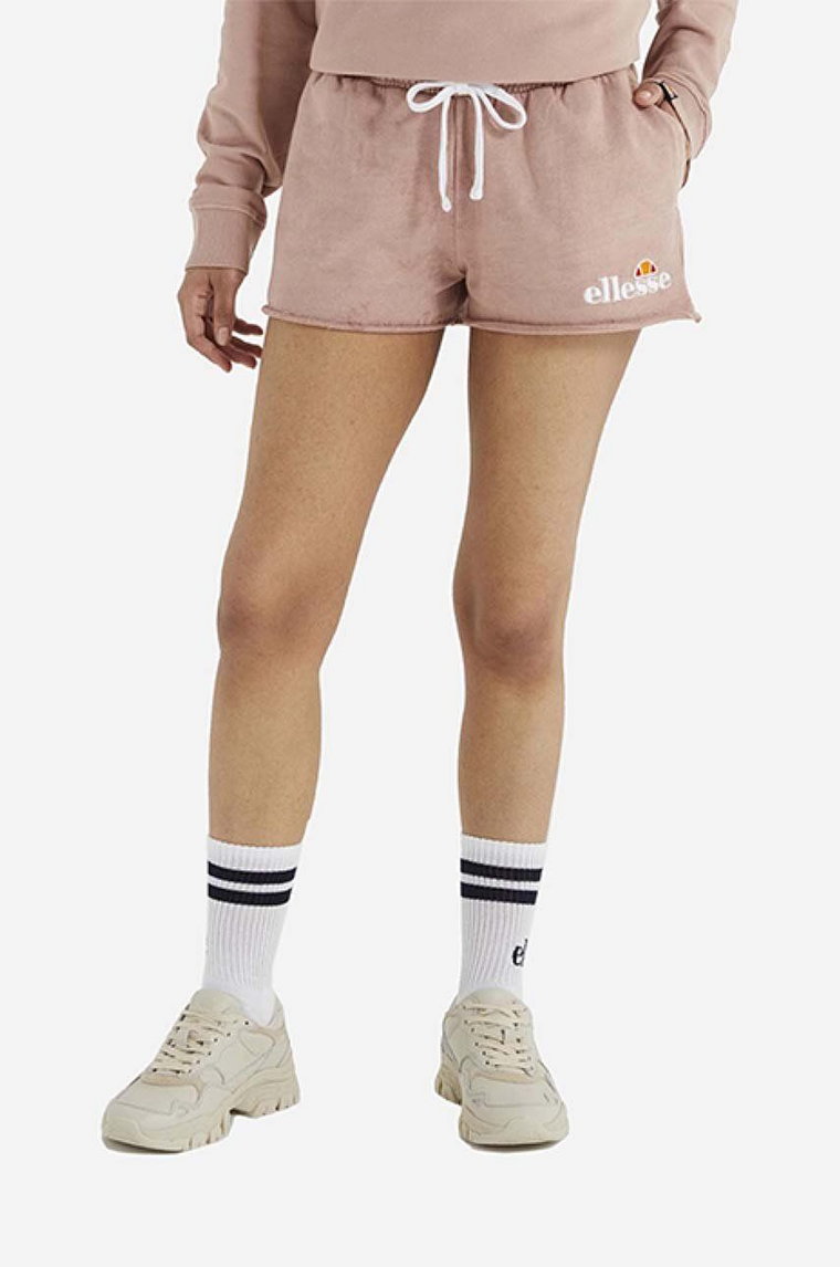 Ellesse szorty bawełniane Colieur kolor różowy z aplikacją medium waist SGM14015-PINK