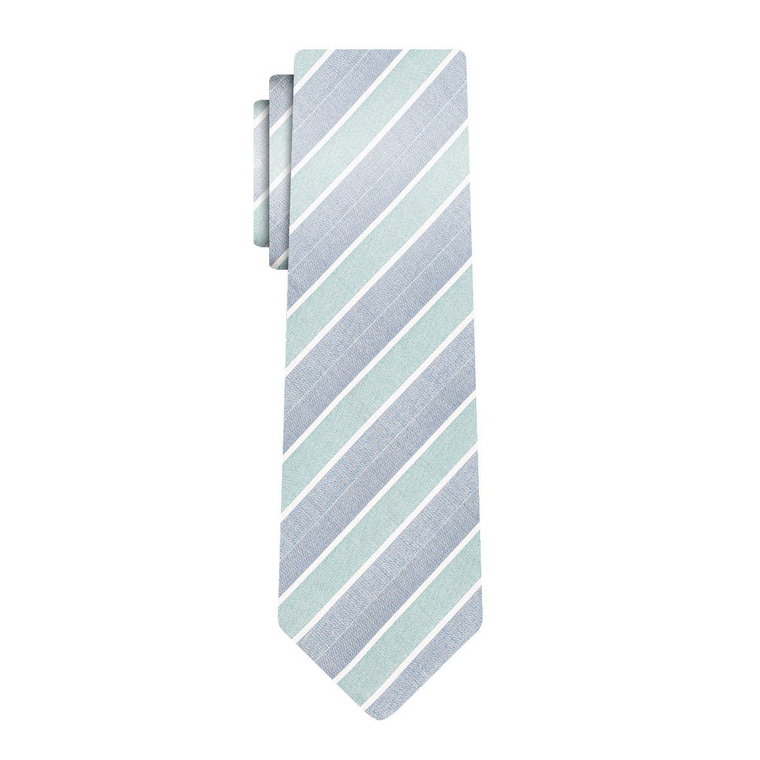 Krawat pastelowy błękitny/miętowy w poprzeczne pasy EM 17