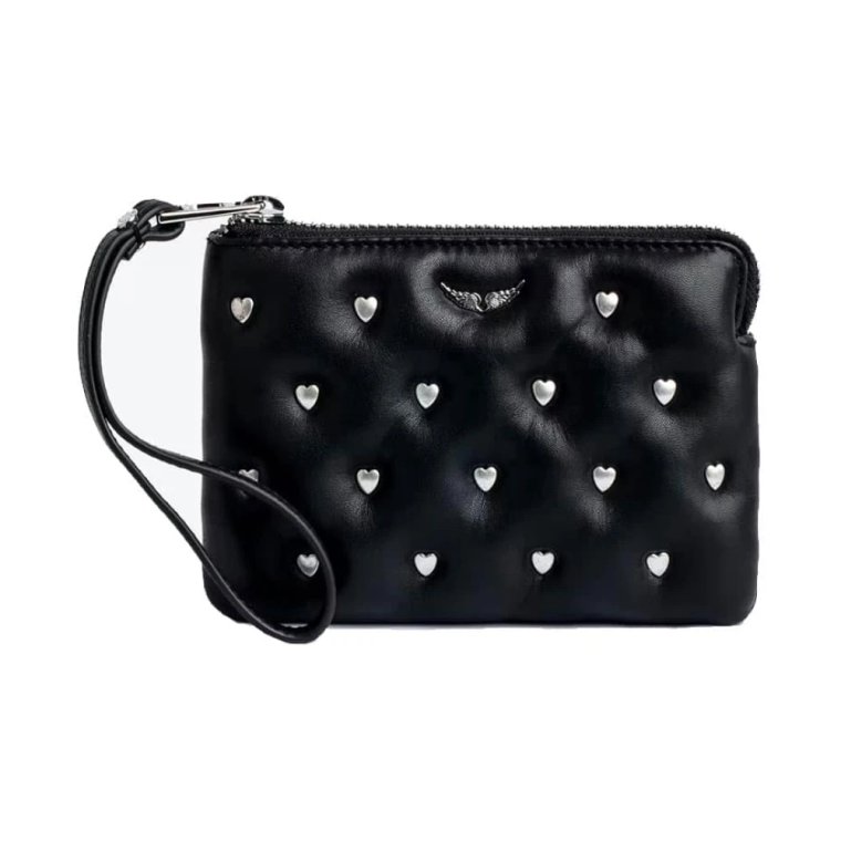 Mini Uma Clutch Pouch z sercem kształtne ćwieki Zadig & Voltaire