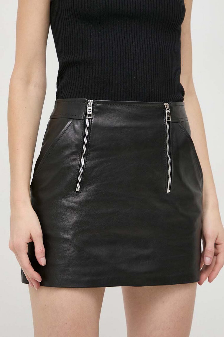 Elisabetta Franchi spódnica skórzana kolor czarny mini prosta GP02Z41E2