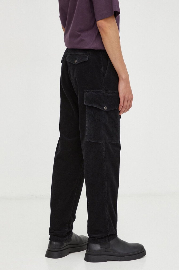 Marc O'Polo spodnie sztruksowe kolor czarny proste