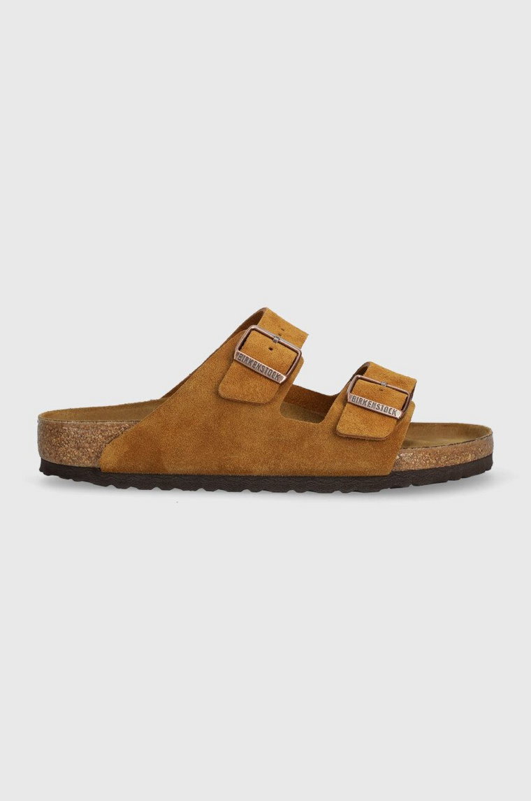 Birkenstock klapki zamszowe Arizona męskie kolor brązowy 1027082