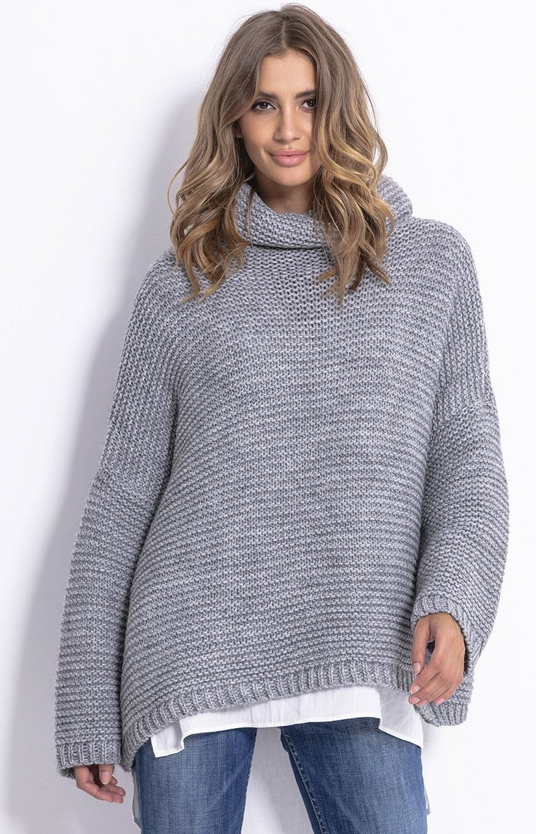 Sweter oversize szary F811, Kolor szary, Rozmiar S/M, Fobya