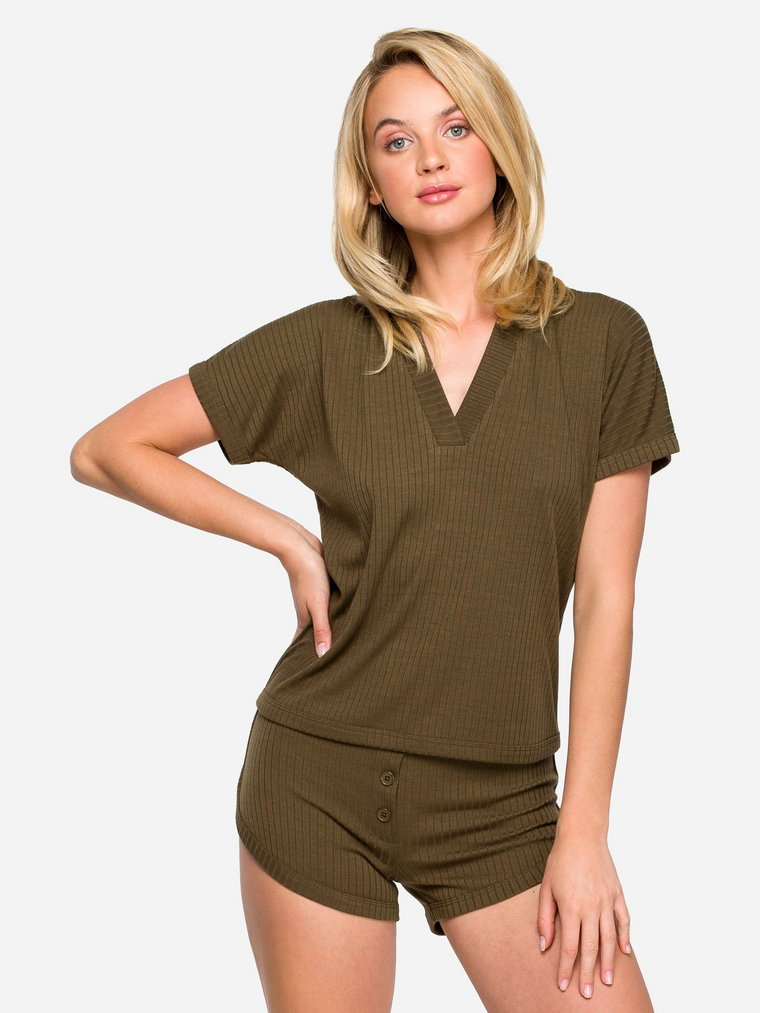 Koszulka z piżamą LaLupa LA118 1223075 XL Khaki (5903887689106). Piżamy damskie