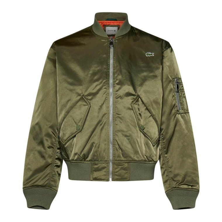 Zielona wodoodporna kurtka bomber Aw24 Lacoste