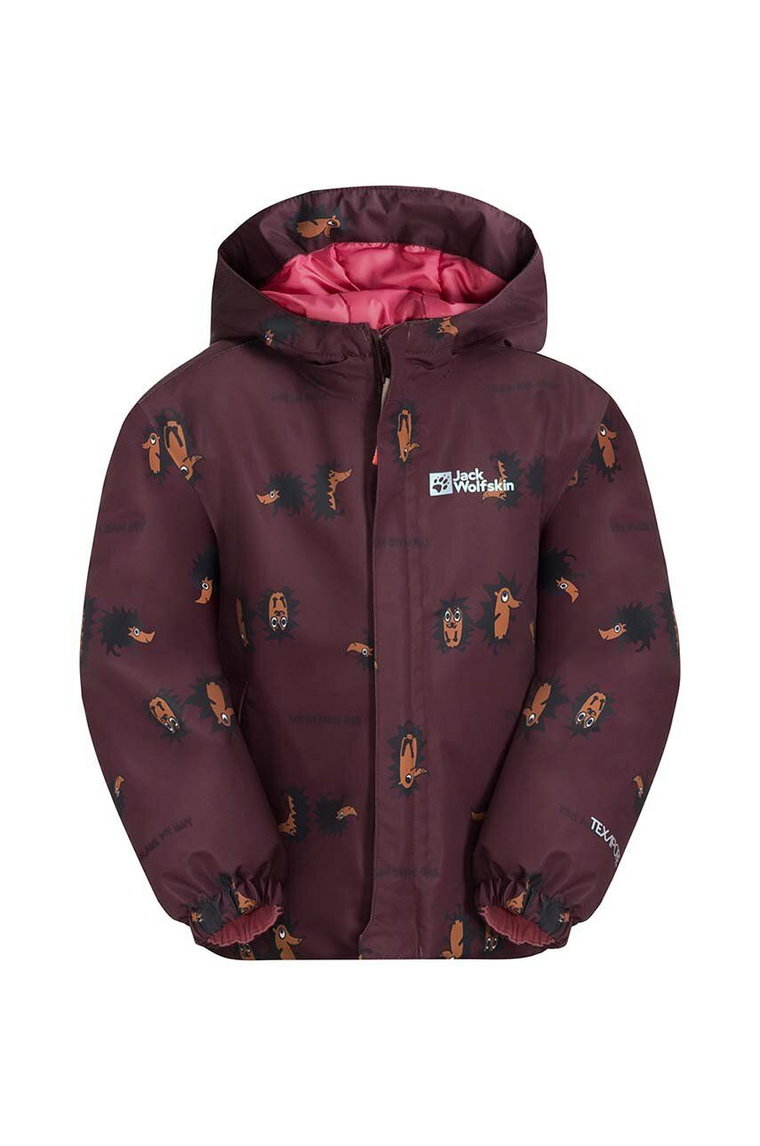 Jack Wolfskin kurtka dziecięca GLEEL 2L INS PRINT kolor bordowy