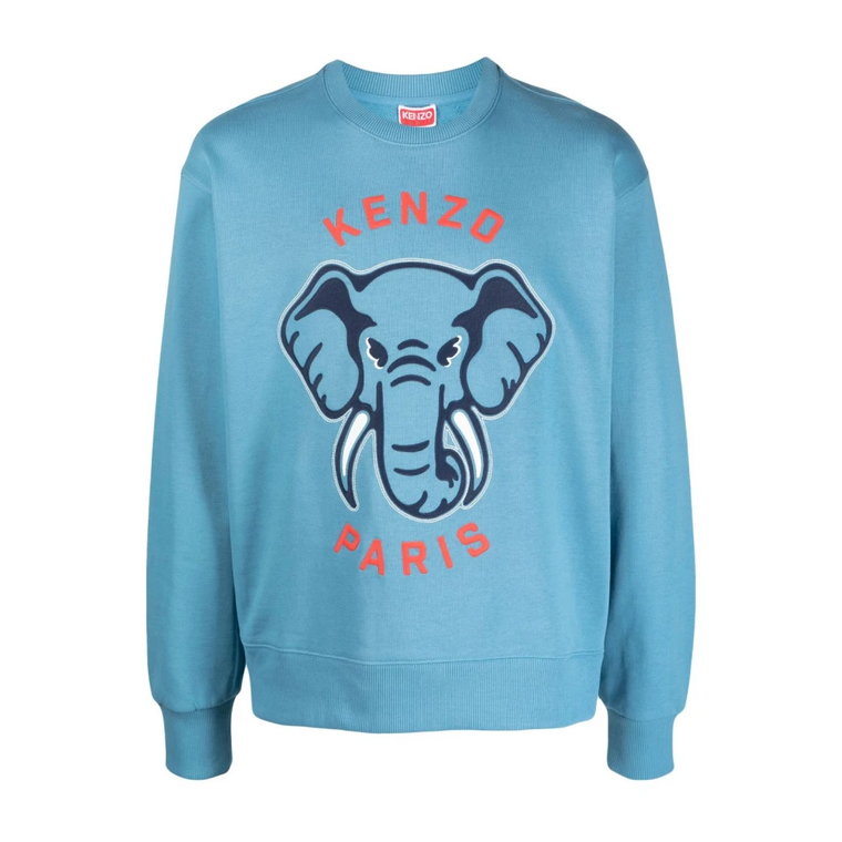 Granatowy Sweter z Graficznym Nadrukiem Kenzo