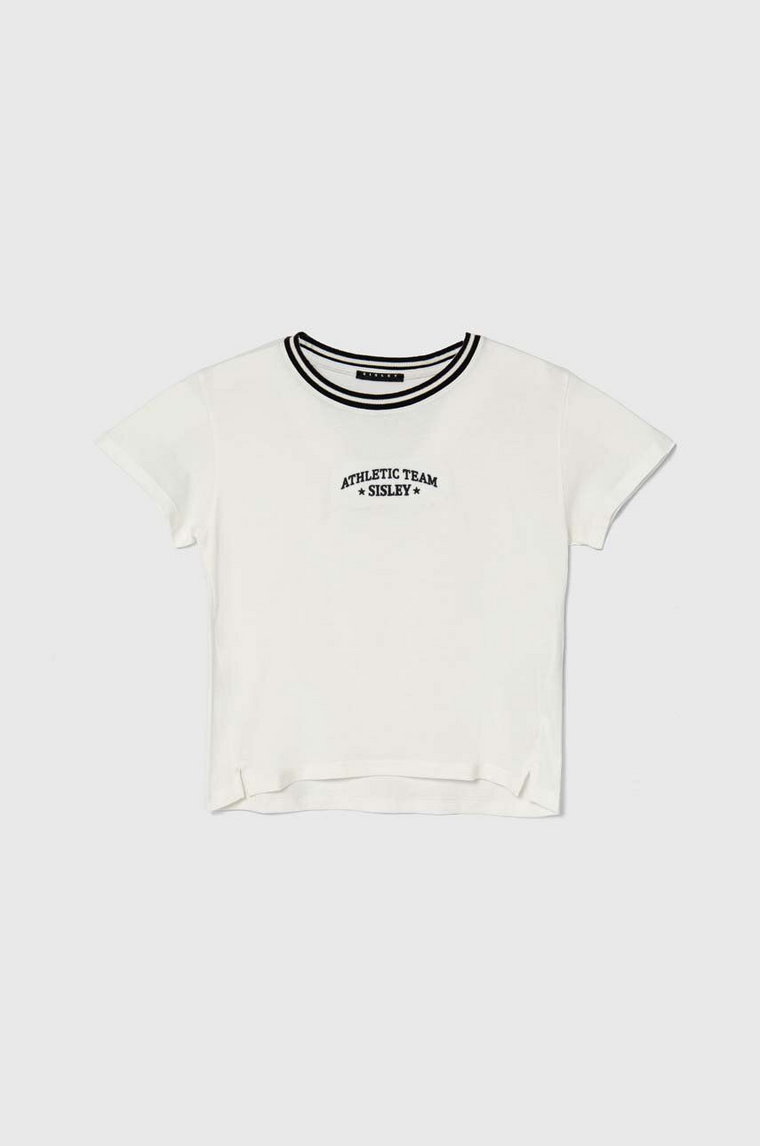 Sisley t-shirt bawełniany dziecięcy kolor biały