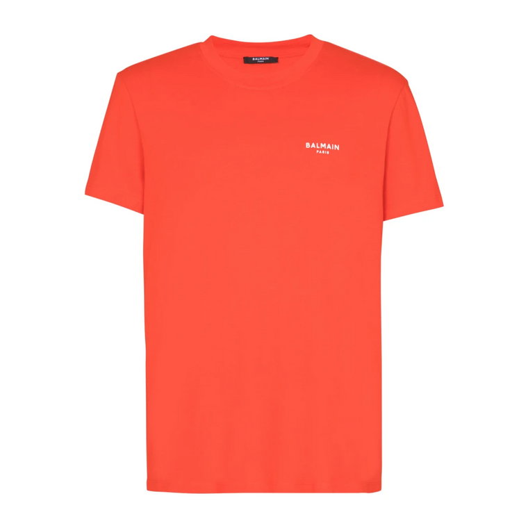 Pomarańczowe T-shirty i Pola z Logo Balmain