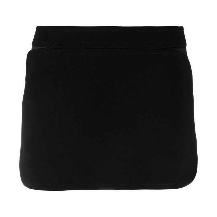Czarna spódnica mini z kontrastowymi panelami Courrèges