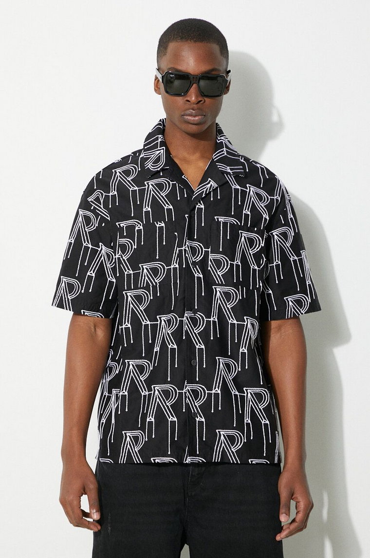 Represent koszula bawełniana Embrodiered Initial Overshirt męska kolor czarny relaxed MLM212.01