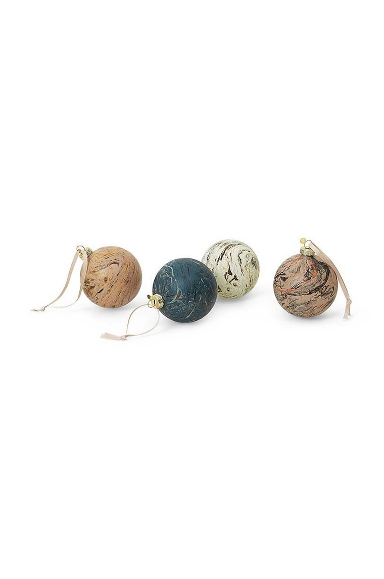 ferm LIVING zestaw bombek choinkowych Marble Baubles M 4-pack