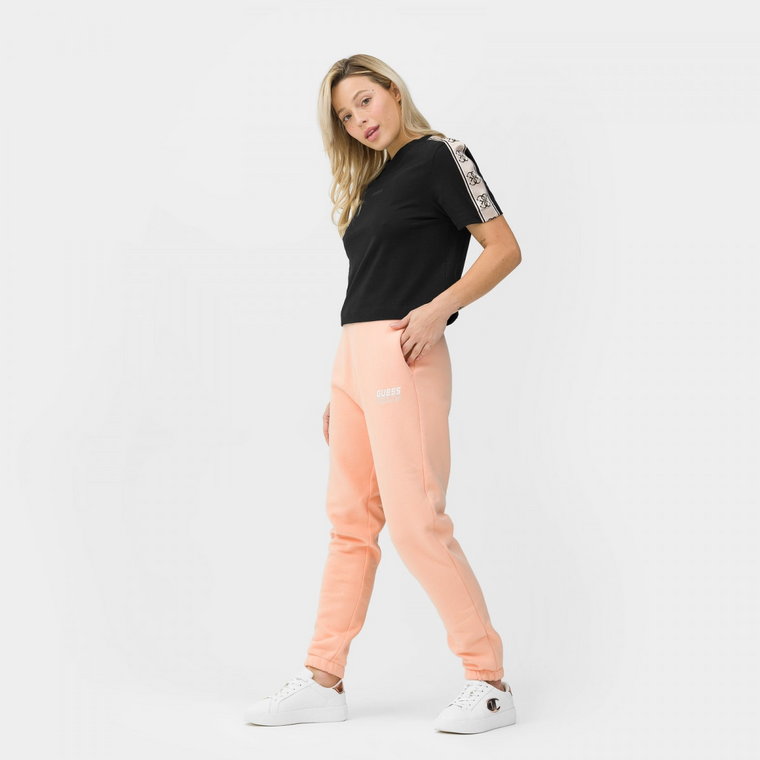 Damskie spodnie dresowe GUESS ALISHA LONG PANTS - różowe