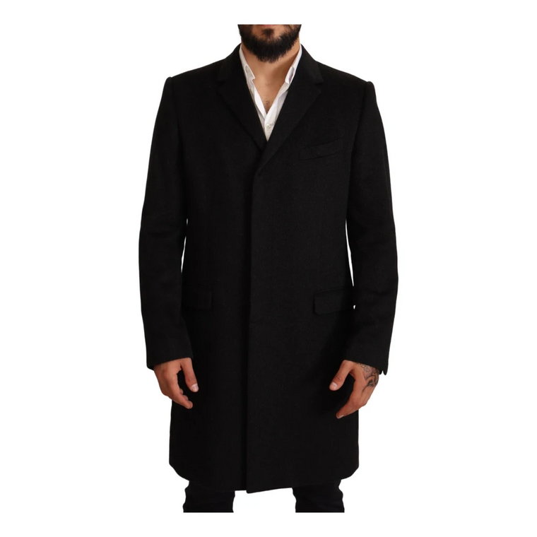 Gray Long Cashmere Coat Jacket Dolce & Gabbana