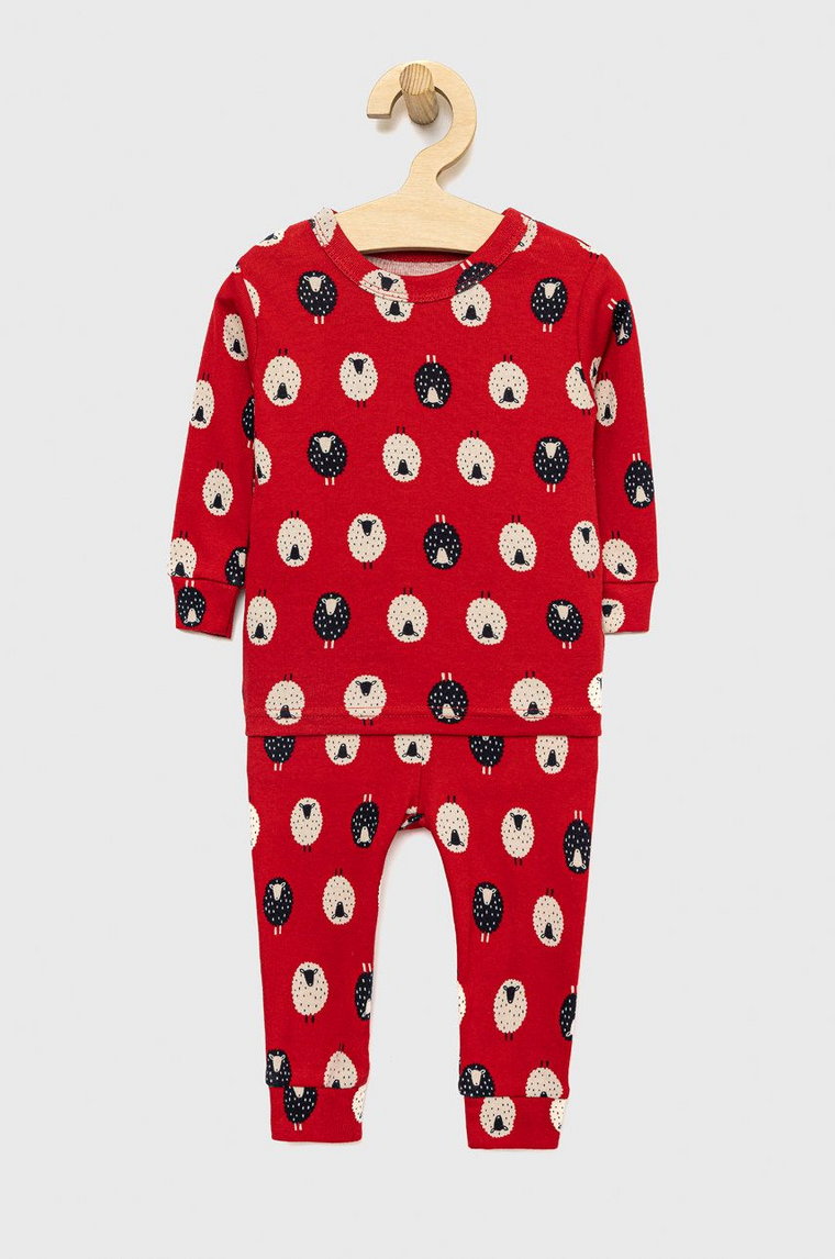 GAP piżama bawełniana dziecięca kolor czerwony wzorzysta