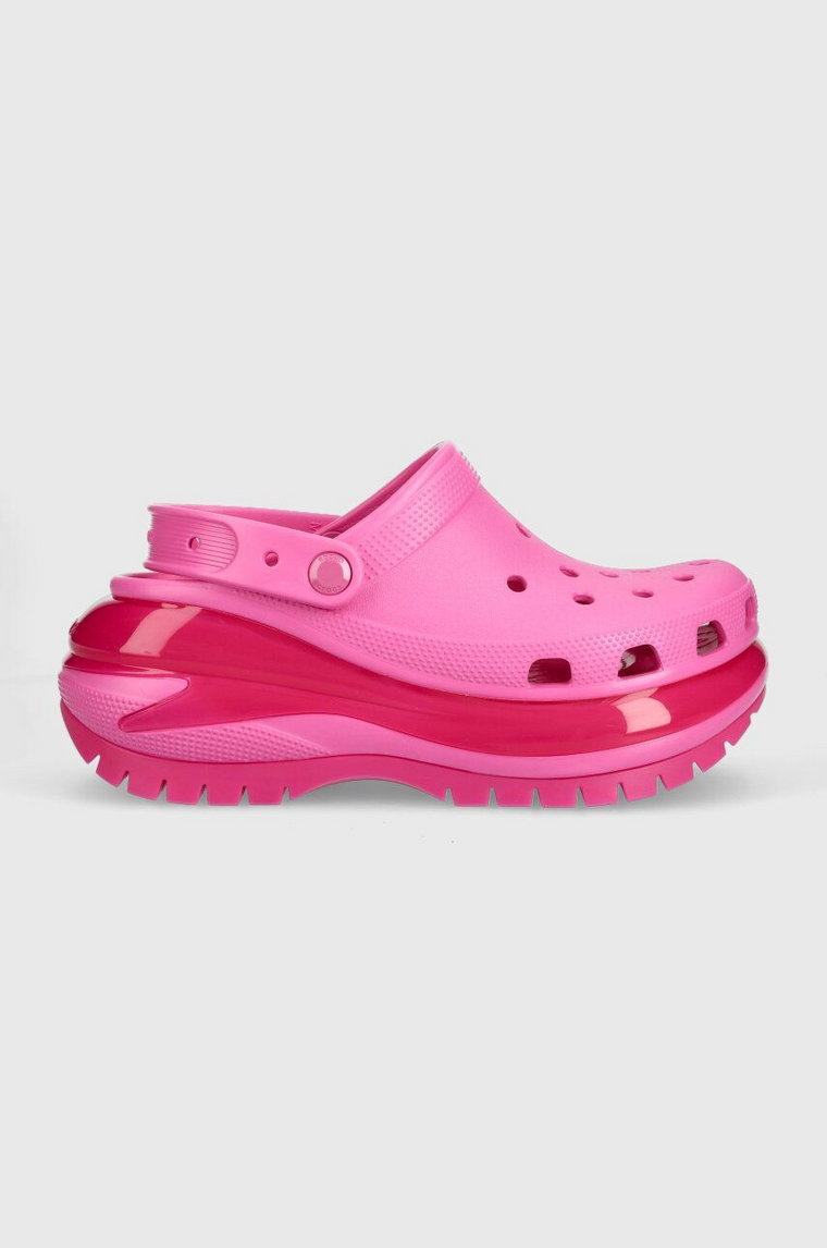 Crocs klapki Classic Mega Crush Clog damskie kolor czarny na platformie 207988