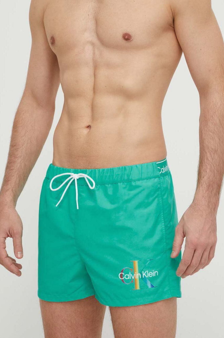 Calvin Klein szorty kąpielowe kolor zielony KM0KM01007
