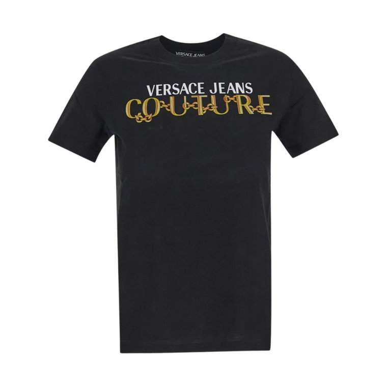 Koszulka z nadrukiem logo łańcucha Versace Jeans Couture