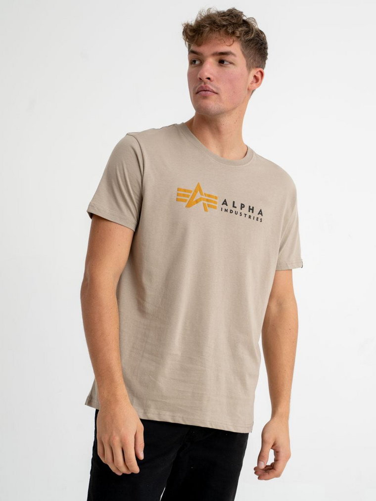 Koszulka Z Krótkim Rękawem Męska Beżowa Alpha Industries Alpha Label T
