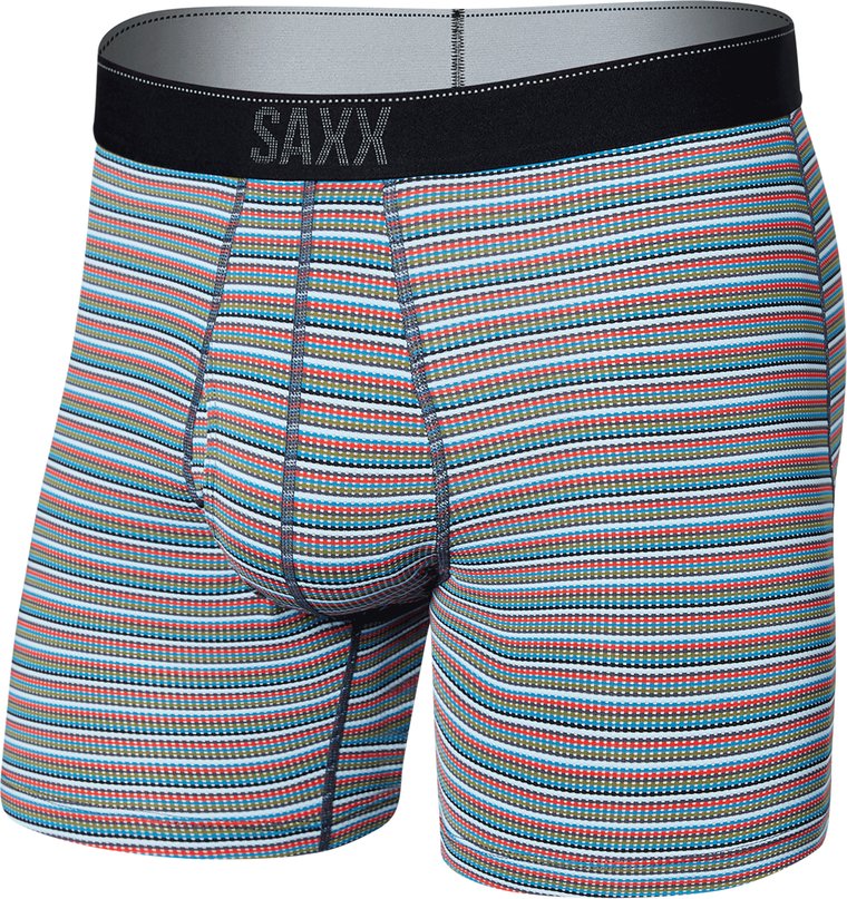 Bokserki męskie trekkingowe / sportowe z rozporkiem SAXX QUEST Boxer Brief Fly - kolorowe paski