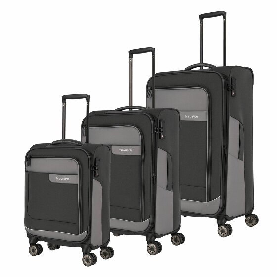 Travelite Viia 2 kółka Zestaw walizek 3-części z plisą rozprężną schiefer