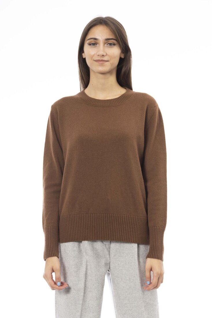 Swetry marki Alpha Studio model AD8150CE kolor Brązowy. Odzież damska. Sezon: