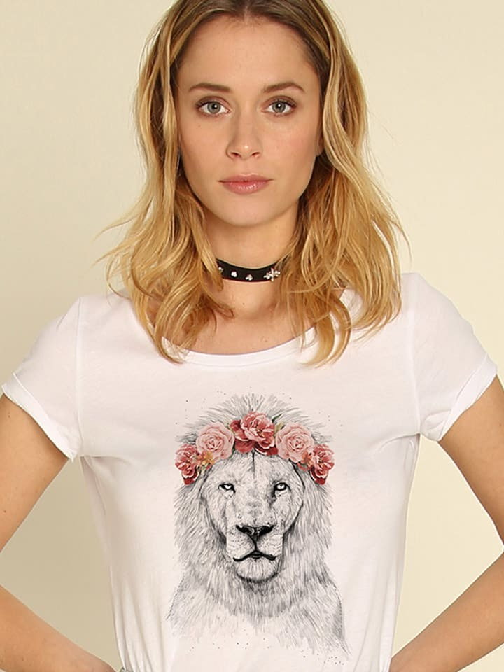 WOOOP Koszulka "Festival Lion Spring" w kolorze białym