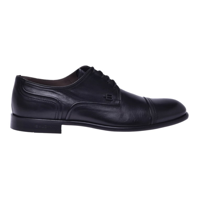 Czarny nappa leather Derby shoes Baldinini