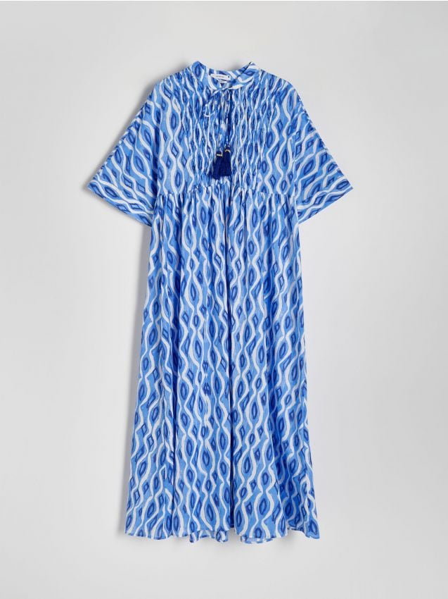 Reserved - Bawełniana sukienka - niebieski