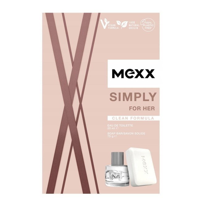 Mexx Simply For Her zestaw woda toaletowa spray 20ml + mydło w kostce 75g