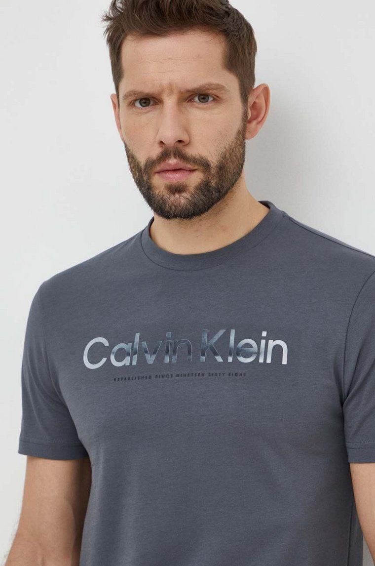 Calvin Klein t-shirt bawełniany męski kolor szary z nadrukiem