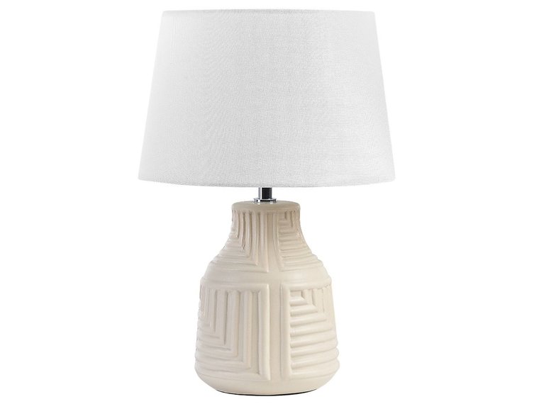 Lampa stołowa ceramiczna beżowa OZAMA