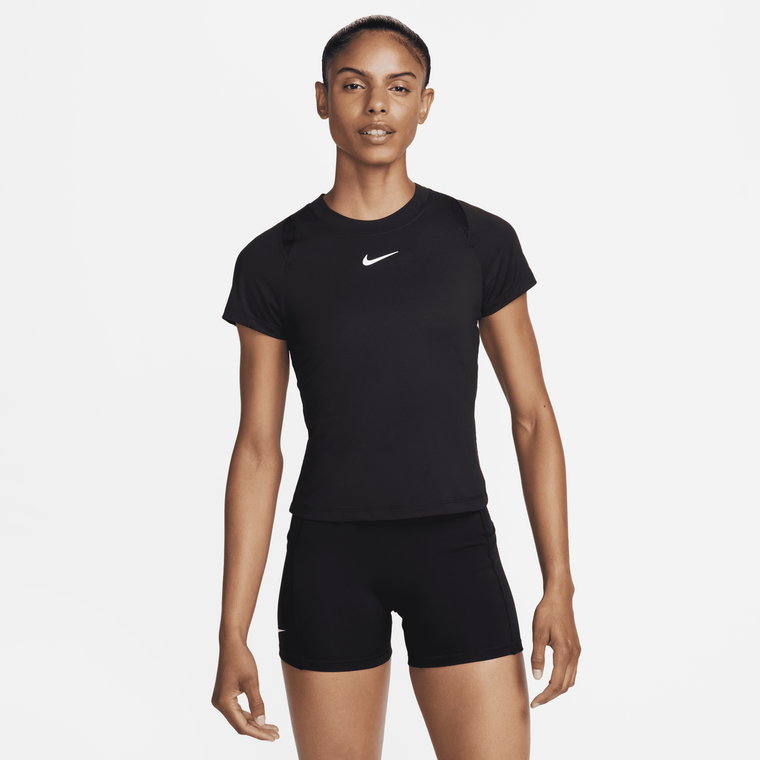 Damska koszulka z krótkim rękawem do tenisa Dri-FIT NikeCourt Advantage - Czerń