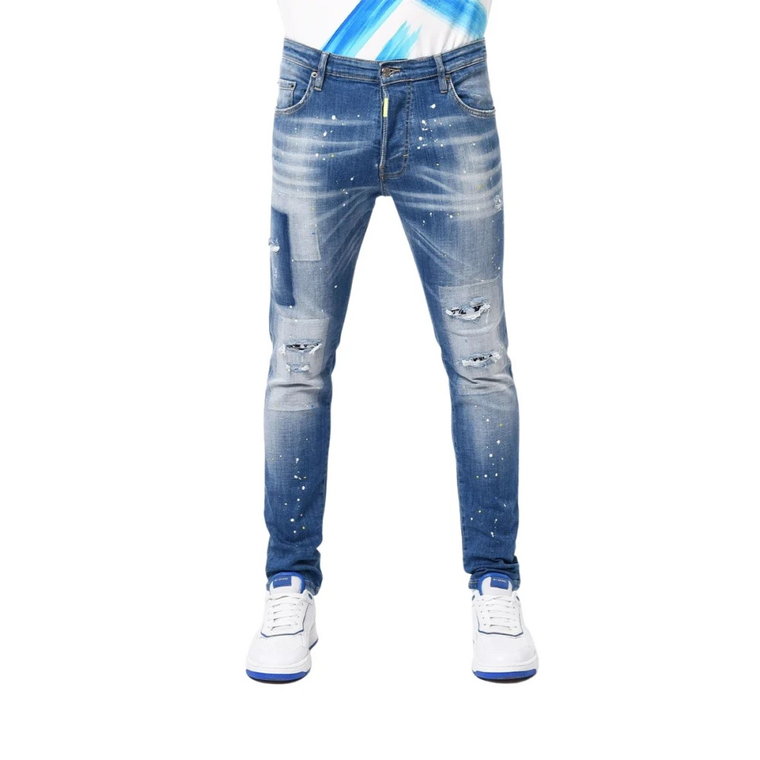 Męskie Spodnie Skinny Niebiesko-Białe My Brand