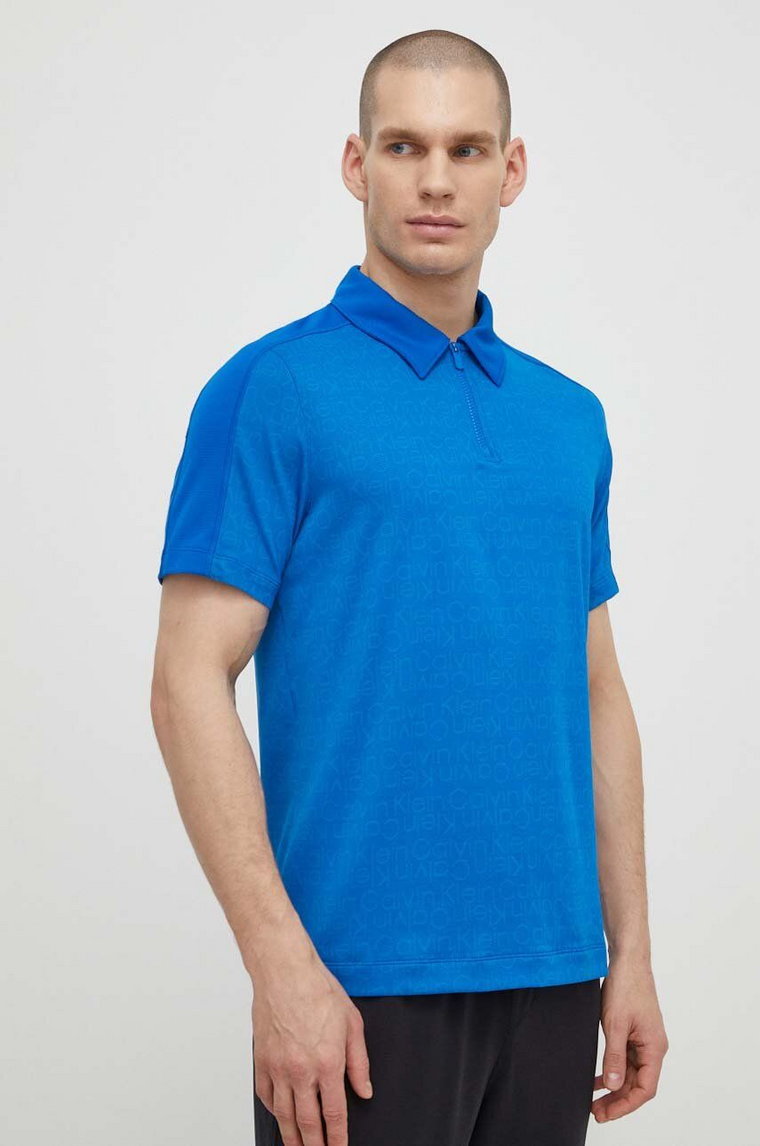 Calvin Klein Performance polo treningowe kolor niebieski wzorzysty