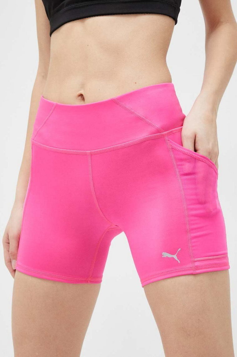 Puma szorty do biegania Favorite kolor różowy gładkie high waist 523177